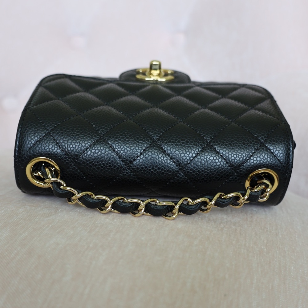 RARE | CHANEL Mini Square Flap Black Caviar GHW - Picture 4 of 17